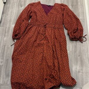 Madewell Maroon and Rust Floral Dress